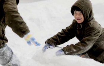 Kids playing snow
